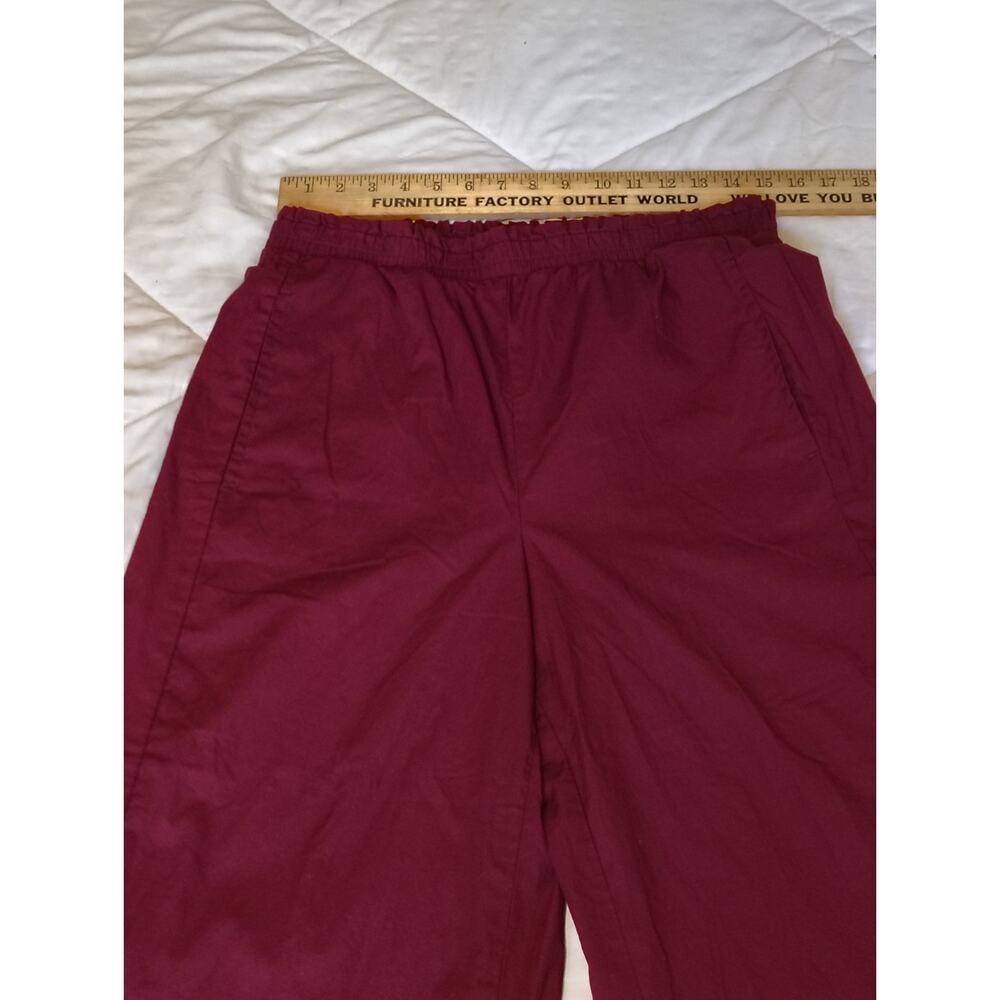 House of Harlow 1960 Burgundy Wide Leg Crop Pants Cotton Culottes Red Medium - Picture 4 of 10